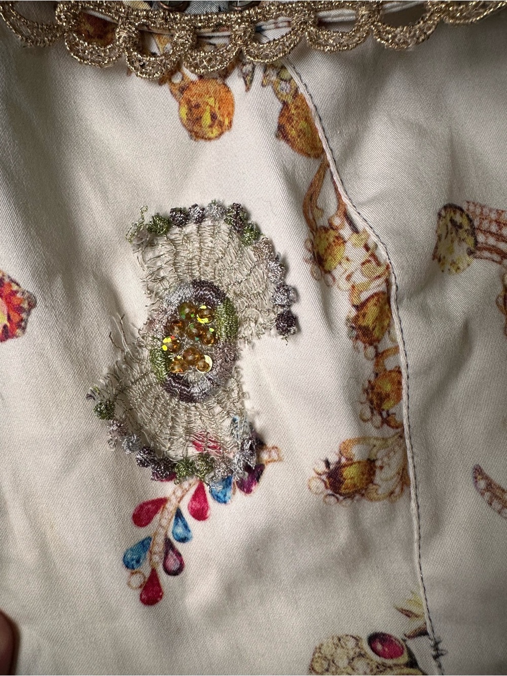 Alberto Makali Embellished Cropped Bell Sleeve Jacket | Art-to-Wear | Size 2 - Picture 10 of 11